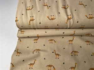 Bomuldsjersey - okker med lille giraf